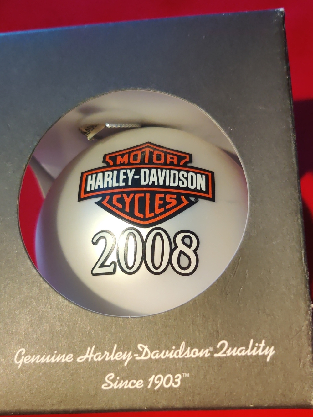 Harley Davidson 2008 Holiday Christmas North Pole Glass Ball Ornament
